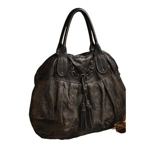 Giorgio Brato Leather Satchel Metallic‎ Textured Tassel Bag Italy Y2K